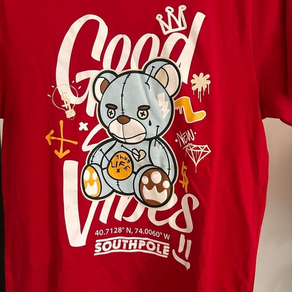NWT Men’s Red Southpole Y2K graphic bear tee shirt medium - Picture 3 of 7